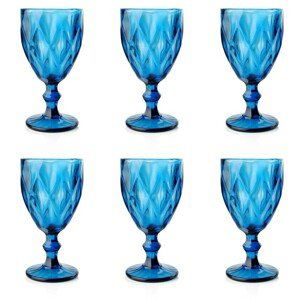 DekorStyle Sada 6 modrých sklenic na stopce 250ml