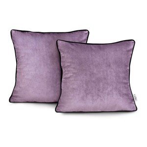 Povlaky na polštáře AmeliaHome Velvet Piping fialové/růžové, velikost 45x45