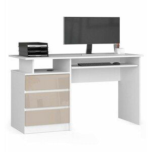 Ak furniture Psací stůl CLP 135 cm bílý/cappuccino lesk