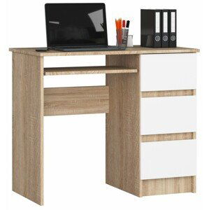 Ak furniture Psací stůl A-6 90 cm sonoma/bílý pravý