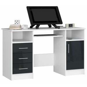 Ak furniture Volně stojící psací stůl Ana 124 cm bílý/grafitový - lesk
