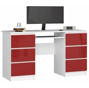 Ak furniture Psací stůl A-11 135 cm bílý/červený