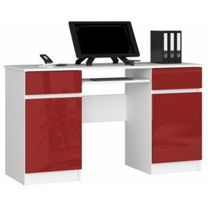 Ak furniture Psací stůl A5 135 cm bílý/červený