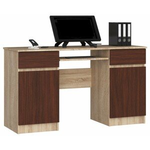 Ak furniture Psací stůl A5 135 cm dub sonoma/wenge