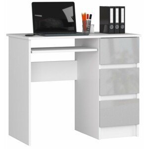 Ak furniture Psací stůl A-6 90 cm bílý/šedý pravý