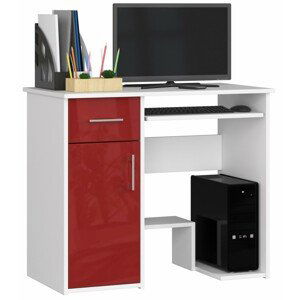 Ak furniture Psací stůl Jay 90 cm bílý/červený lesk