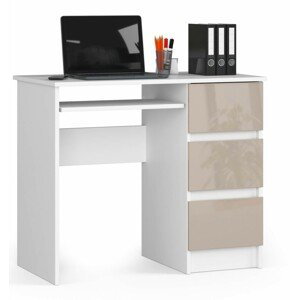Ak furniture Psací stůl A-6 90 cm bílý/cappuccino pravý