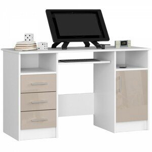 Ak furniture Volně stojící psací stůl Ana 124 cm bílý/cappuccino - lesk