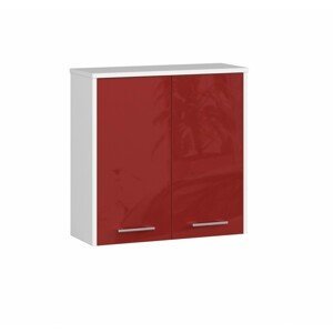 Ak furniture Závěsná koupelnová skříňka Fin 60 cm bílá/červená lesk
