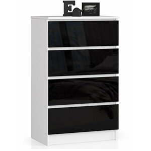 Ak furniture Komoda Kuba 60 cm - 4 šuplíky bílá/černá