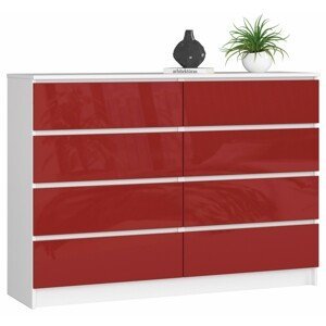 Ak furniture Komoda Rollo X 140 cm červená/bílá