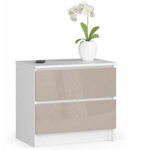 Ak furniture Komoda Kuba 60 cm - 2 šuplíky bílá/cappuccino