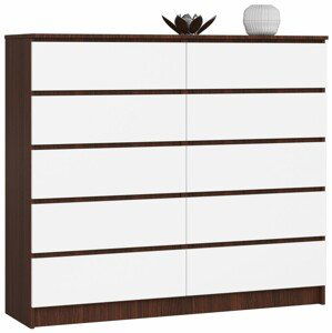 Ak furniture Komoda Kuba 140 cm 10 šuplíků wenge/bílá