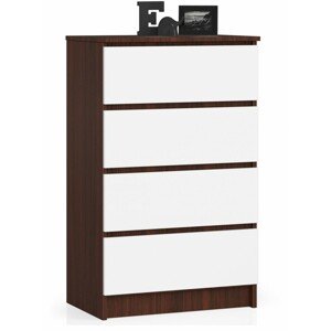 Ak furniture Komoda Kuba 60 cm - 4 šuplíky wenge/bílá