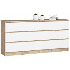 Ak furniture Komoda Rollo V 160,4 cm dub sonoma/bílá