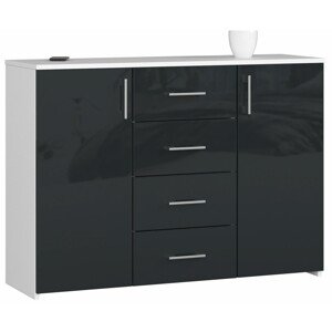 Ak furniture Komoda Torvi K 110,4 cm bílá/grafitová lesklá