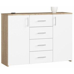 Ak furniture Komoda Torvi K 110,4 cm dub sonoma/bílá