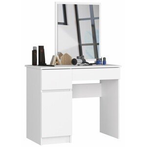 Ak furniture Kosmetický stolek se zrcadlem P-2 II 90x50 cm bílý levý