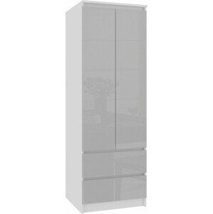 Ak furniture Šatní skříň Star 60 cm bílá/stříbrná lesk