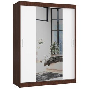 Ak furniture Šatní skříň se zrcadlem Reton 150 cm wenge/bílá