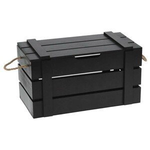 DekorStyle Dřevěná krabice s víkem 36 cm černá