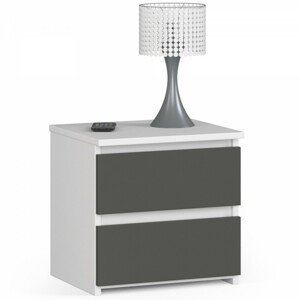 Avord Noční stolek CL2 40 cm bílý/grafitový šedý