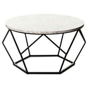 DekorStyle Konferenční stolek Diamond Marmur 70 cm bílý