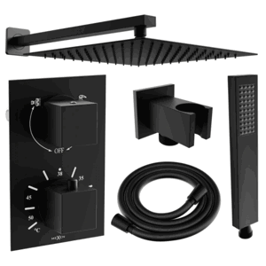 Sprchový set podomítkový MEXEN CUBE DR02 25 cm černý