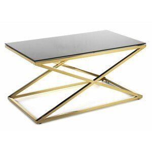 DekorStyle Konferenční stolek Saliba 90 cm zlato-černý