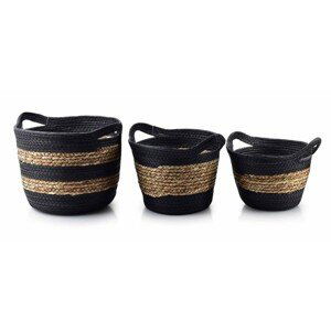 DekorStyle Sada 3 košíků Bali Stripes černé