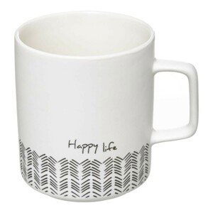 DekorStyle Porcelánový hrníček Happy Life bílý