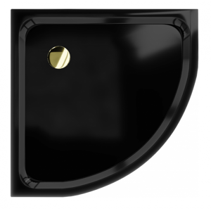 Sprchová vanička MEXEN FLAT se zlatým sifonem 80 x 80 cm černá