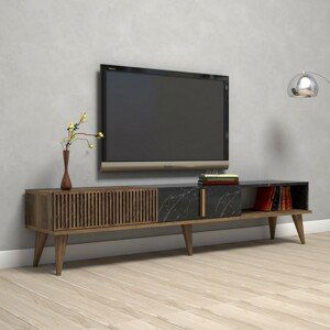 Hanah Home TV stolek Milan 180 cm ořech/černý mramor