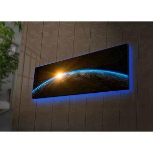 Hanah Home Obraz s led osvětlením Zeměkoule 90x30 cm