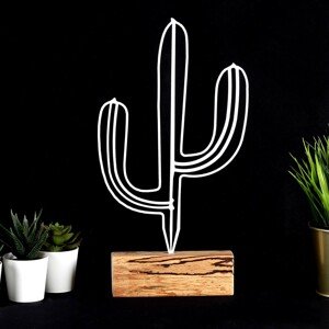 Hanah Home Kovová dekorace Cactus 37 cm bílá