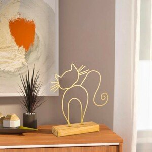 Hanah Home Kovová dekorace Cat 36 cm zlatá