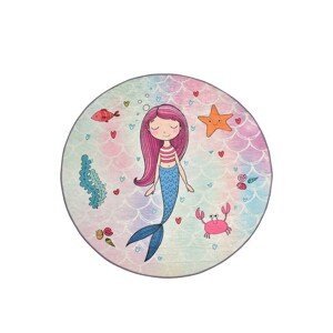 Conceptum Hypnose Dětský kulatý koberec Mermaid 140 cm růžový/modrý