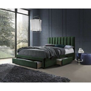 HALMAR Čalouněná postel Lado 160x200 cm tmavě zelená