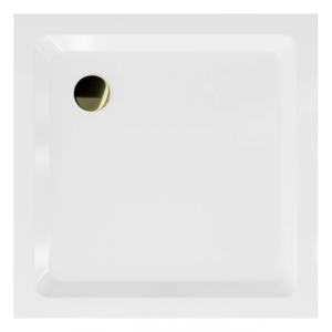 MEXEN Sprchová vanička se zlatým sifonem 90 x 90 cm bílá