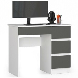 Ak furniture Psací stůl A-7 90 cm pravý bílý/grafitový