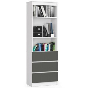 Ak furniture Knihovna R 60 cm bílá/grafitová