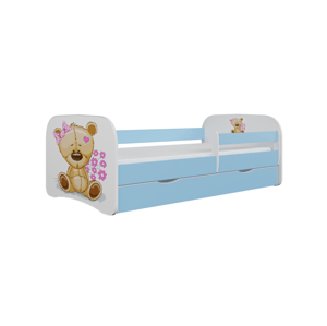 Kocot kids Dětská postel Babydreams méďa s kytičkami modrá, varianta 80x160, bez šuplíků, bez matrace