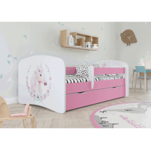 Kocot kids Dětská postel Babydreams kůň růžová, varianta 70x140, se šuplíky, bez matrace