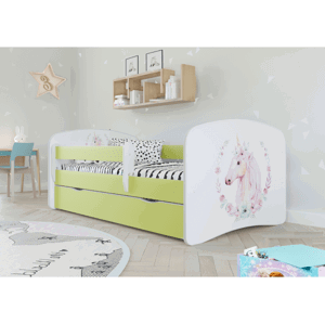 Kocot kids Dětská postel Babydreams kůň zelená, varianta 80x180, bez šuplíků, s matrací