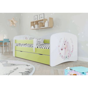 Kocot kids Dětská postel Babydreams kůň zelená, varianta 80x160, se šuplíky, bez matrace