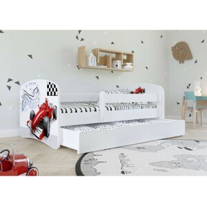 Kocot kids Dětská postel Babydreams formule jedna bílá, varianta 80x160, bez šuplíků, s matrací