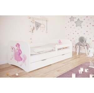 Kocot kids Dětská postel Babydreams princezna na koni bílá, varianta 70x140, bez šuplíků, s matrací