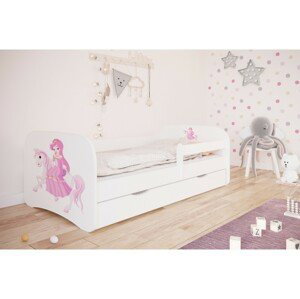 Kocot kids Dětská postel Babydreams princezna na koni bílá, varianta 80x160, se šuplíky, s matrací
