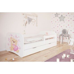Kocot kids Dětská postel Babydreams medvídek s motýlky bílá, varianta 80x160, bez šuplíků, bez matrace