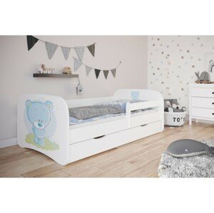Kocot kids Dětská postel Babydreams medvídek bílá, varianta 70x140, se šuplíky, s matrací